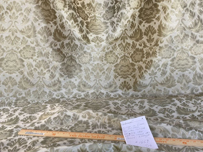 Fabricut Byrnes In Linen Beige Silk Cotton Lampas Renaissance Damask MSRP USD 188.50/Y