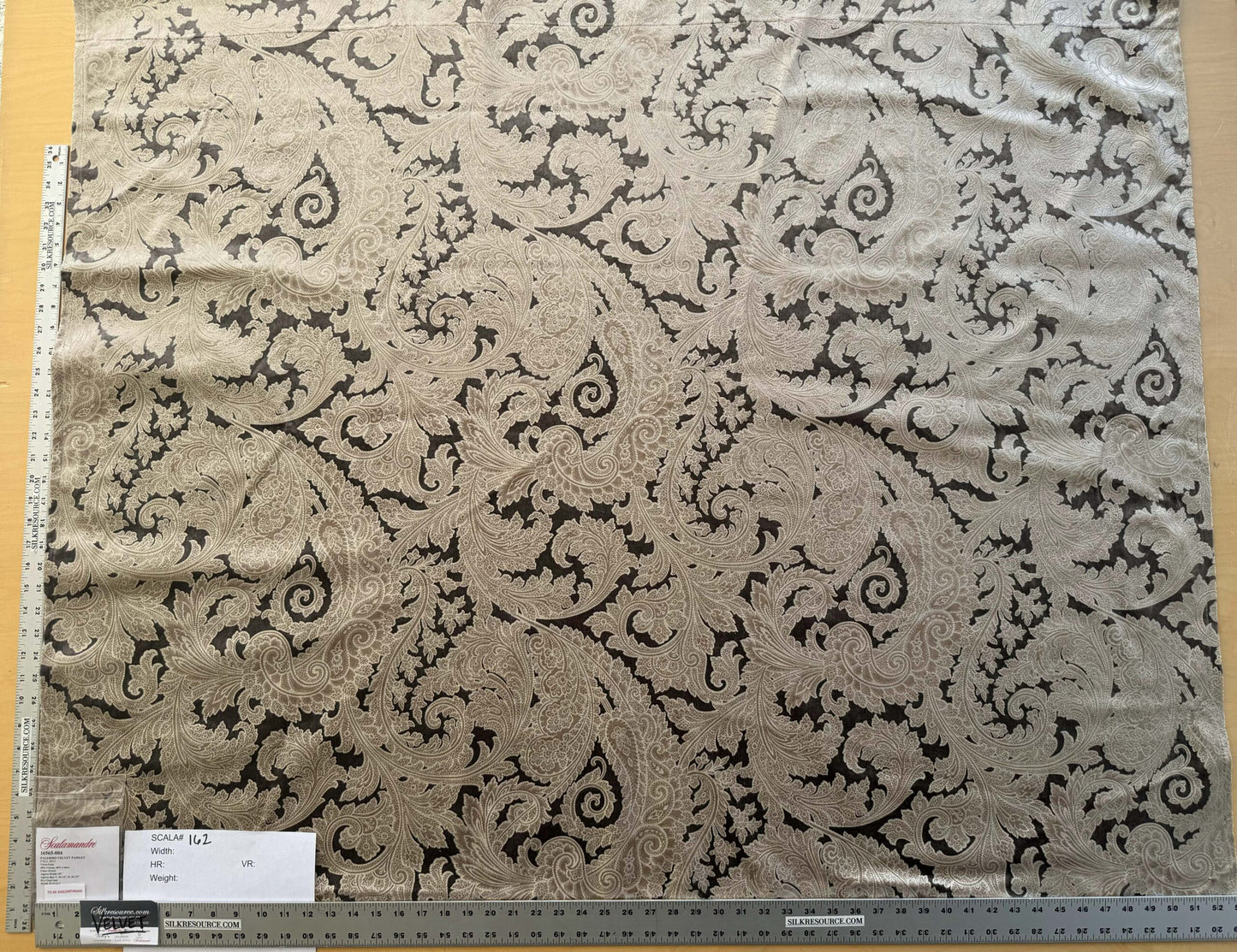 1.2yard Scalamandre Palermo Velvet Paisley Pewter Gray Silver Printed Velvet Botanical Foliage MSRP USD610/y