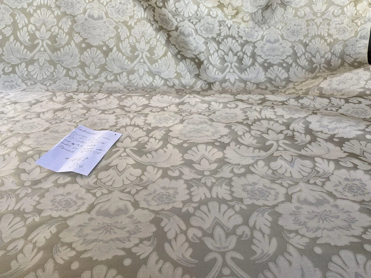 Fabricut Byrnes In Linen Beige Silk Cotton Lampas Renaissance Damask MSRP USD 188.50/Y