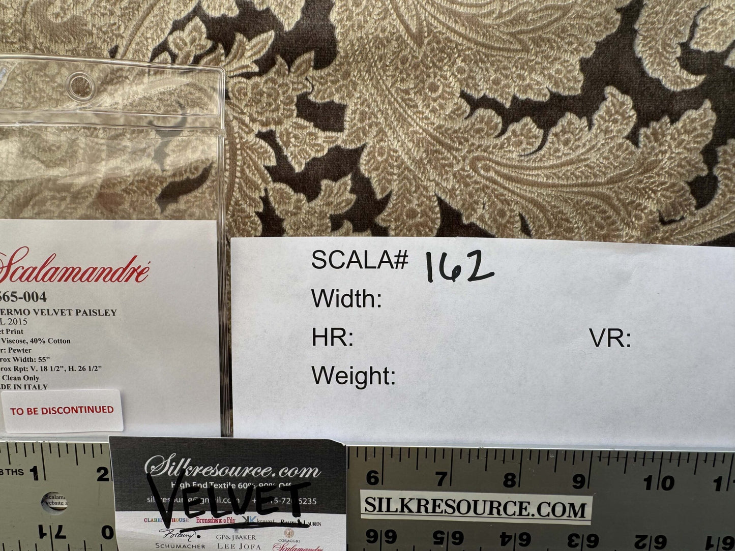 1.2yard Scalamandre Palermo Velvet Paisley Pewter Gray Silver Printed Velvet Botanical Foliage MSRP USD610/y