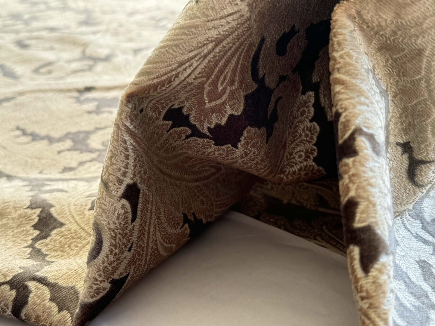 1.2yard Scalamandre Palermo Velvet Paisley Pewter Gray Silver Printed Velvet Botanical Foliage MSRP USD610/y