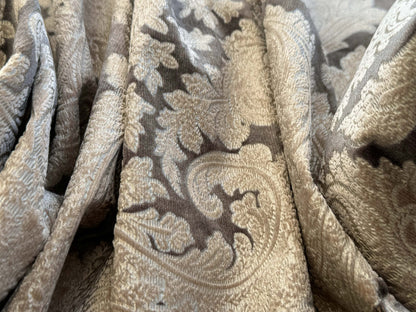 1.2yard Scalamandre Palermo Velvet Paisley Pewter Gray Silver Printed Velvet Botanical Foliage MSRP USD610/y