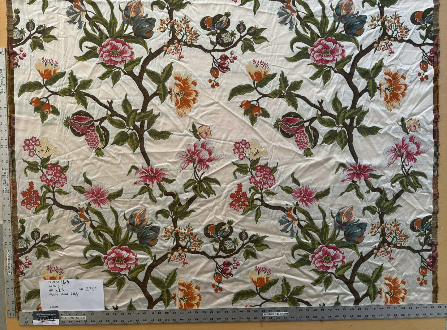 1.2yard Scalamandre Frida Kahlo Cream/multi Mexican Floral &amp; Fruits Frida Kahlo Old World Weavers Flower Lampas MSRP USD 546/y