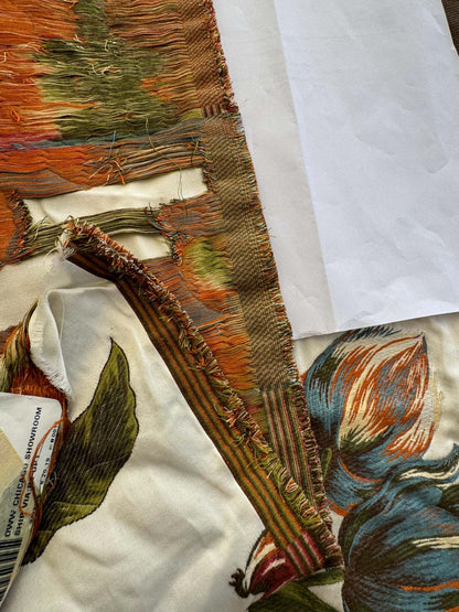 1.2yard Scalamandre Frida Kahlo Cream/multi Mexican Floral &amp; Fruits Frida Kahlo Old World Weavers Flower Lampas MSRP USD 546/y