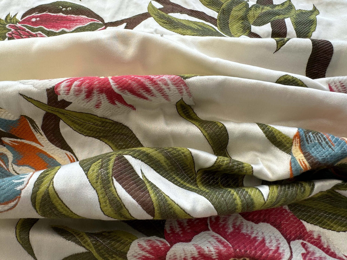 1.2yard Scalamandre Frida Kahlo Cream/multi Mexican Floral &amp; Fruits Frida Kahlo Old World Weavers Flower Lampas MSRP USD 546/y