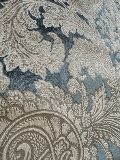 1.2yard Scalamandre Palermo Velvet Paisley Beryl Blue Printed Velvet Botanical Foliage MSRP USD610/y