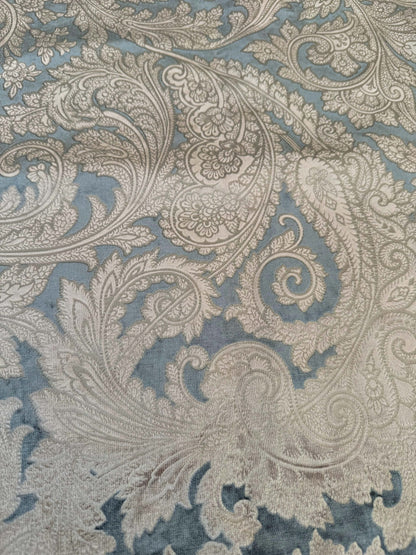 1.2yard Scalamandre Palermo Velvet Paisley Beryl Blue Printed Velvet Botanical Foliage MSRP USD610/y