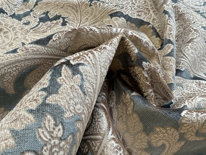 1.2yard Scalamandre Palermo Velvet Paisley Beryl Blue Printed Velvet Botanical Foliage MSRP USD610/y
