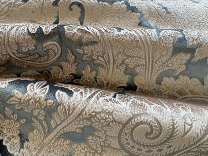 1.2yard Scalamandre Palermo Velvet Paisley Beryl Blue Printed Velvet Botanical Foliage MSRP USD610/y
