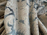 1.2yard Scalamandre Palermo Velvet Paisley Beryl Blue Printed Velvet Botanical Foliage MSRP USD610/y