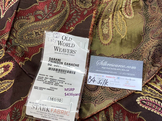 14 Berkbox4 Scalamandre Silk Square Darani Crimson Ganache Red Brown 1.25y MSRP USD 436/yard