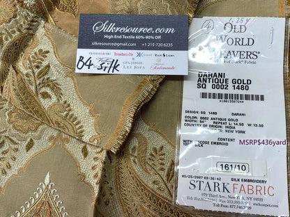 16 Berkbox4 Scalamandre Silk Square 1.25y Darani Antique Gold MSRP USD 436/Y