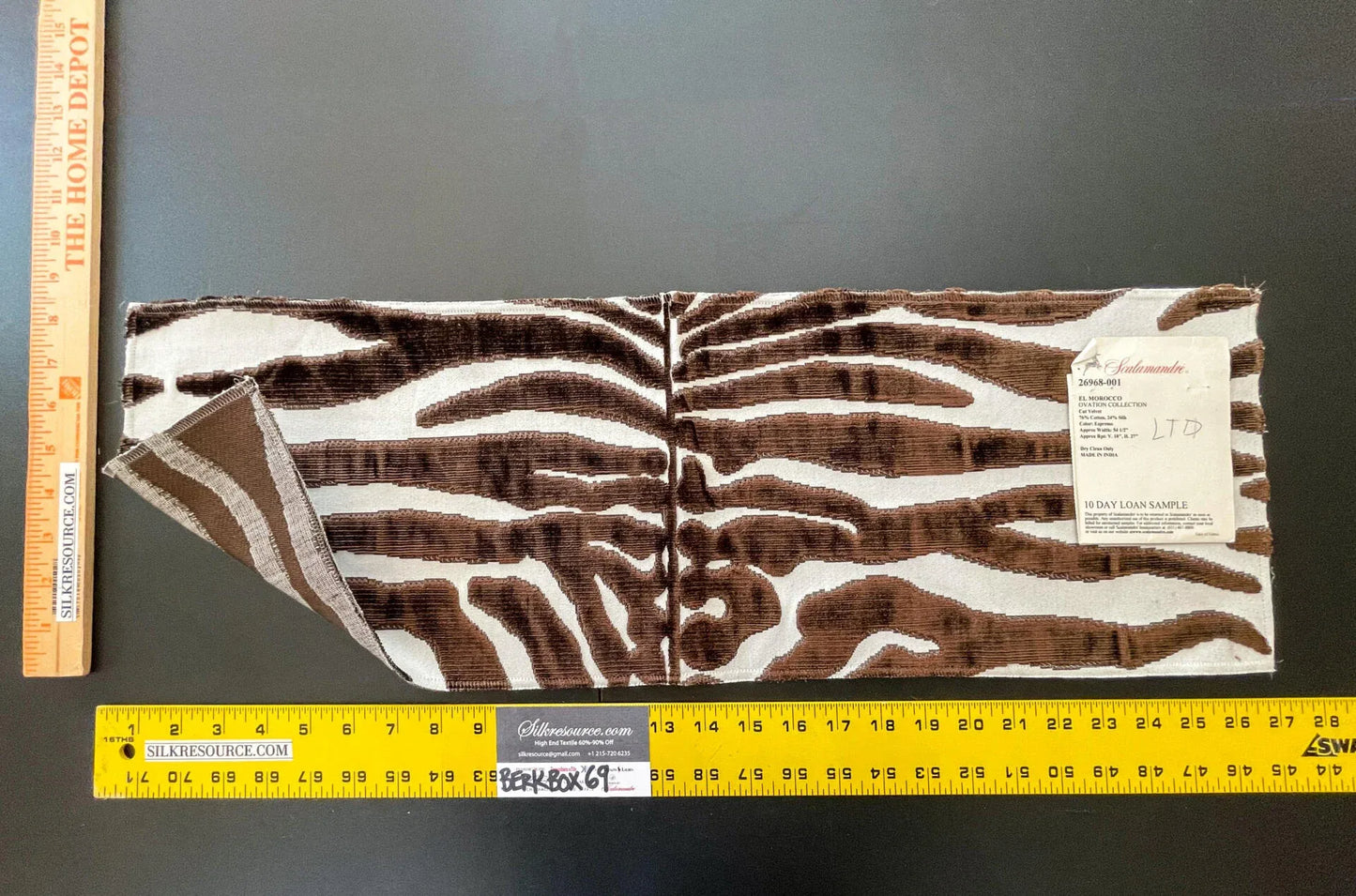 17 Berkbox69 8″x27″ Scalamandre EL MOROCCO Espresso Brown Ovation Collection Cut-Velvet