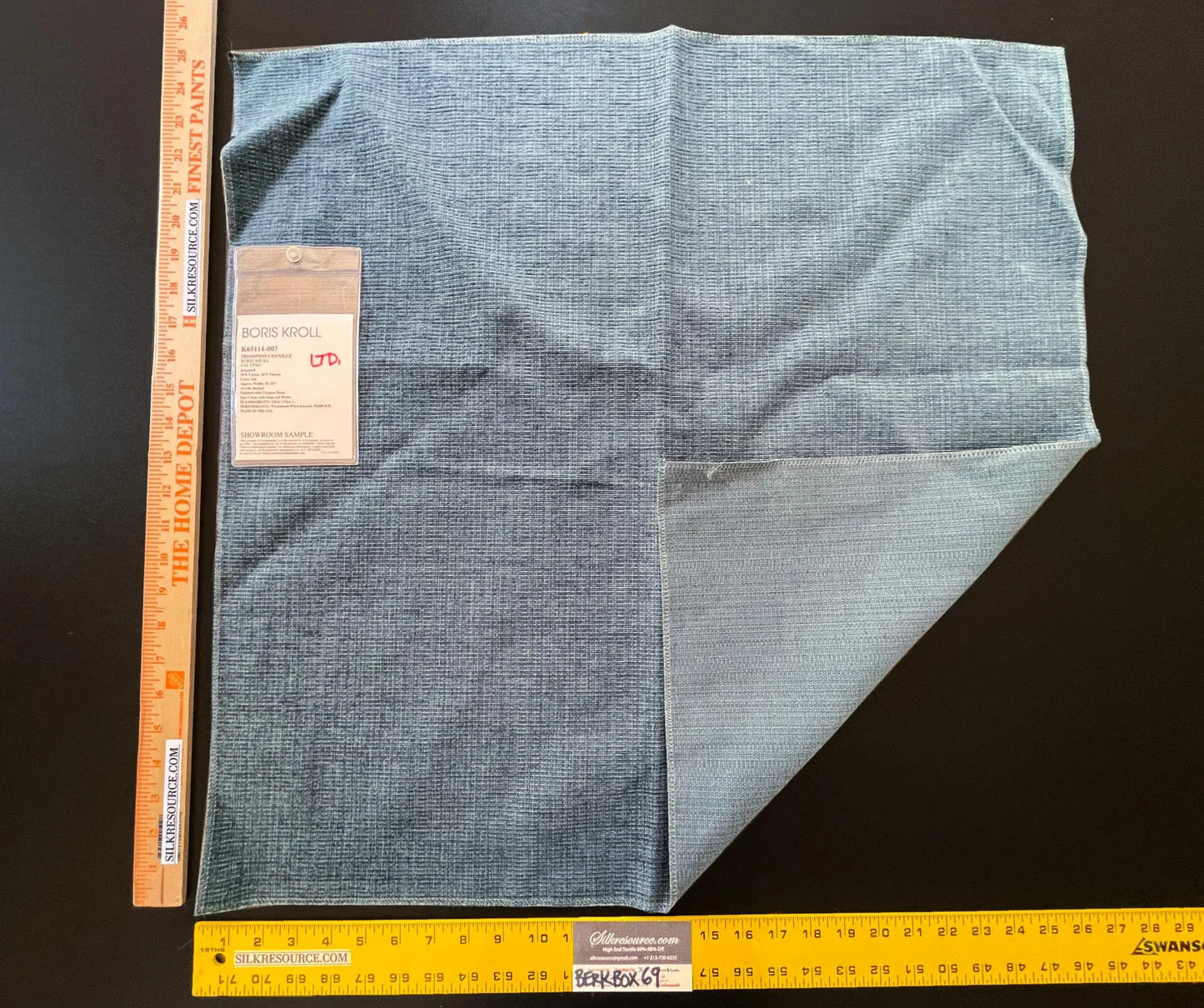 22 Berkbox69 26″x 27″ Square  Scalamandre Boris Kroll Thompson Chenille Ink Jacquard Solid Texture