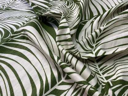 1.9yds Kravet Barclay Butera Bacularia Palms Tropical Foliage Green White Linen MSRP USD 129/Y