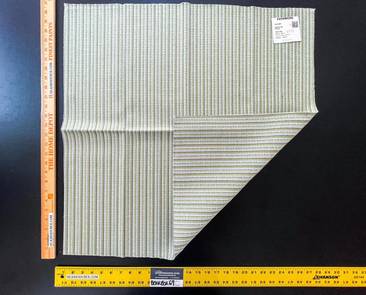 49 Berkbox69 27″x27″ Square Scalamandre HEARST Aqua Green Stripe Woven