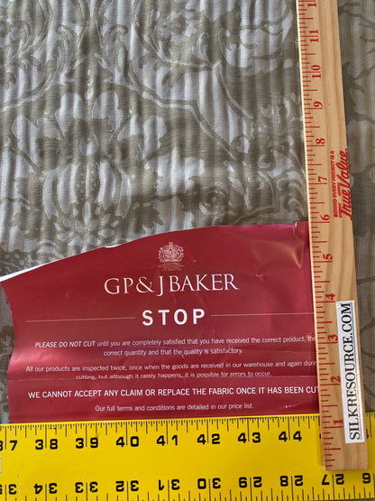 By yard Lee Jofa Mulberry Home Pleated Damask Pewter Silver Blue Floral Wide Stripe Silk MSRP USD 298/Y