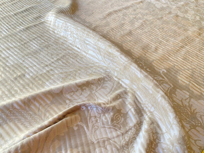 By yard Lee Jofa Mulberry Home Pleated Damask Pewter Silver Blue Floral Wide Stripe Silk MSRP USD 298/Y