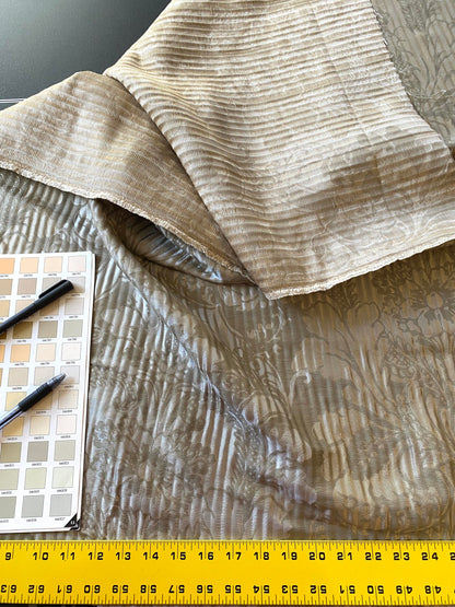 By yard Lee Jofa Mulberry Home Pleated Damask Pewter Silver Blue Floral Wide Stripe Silk MSRP USD 298/Y