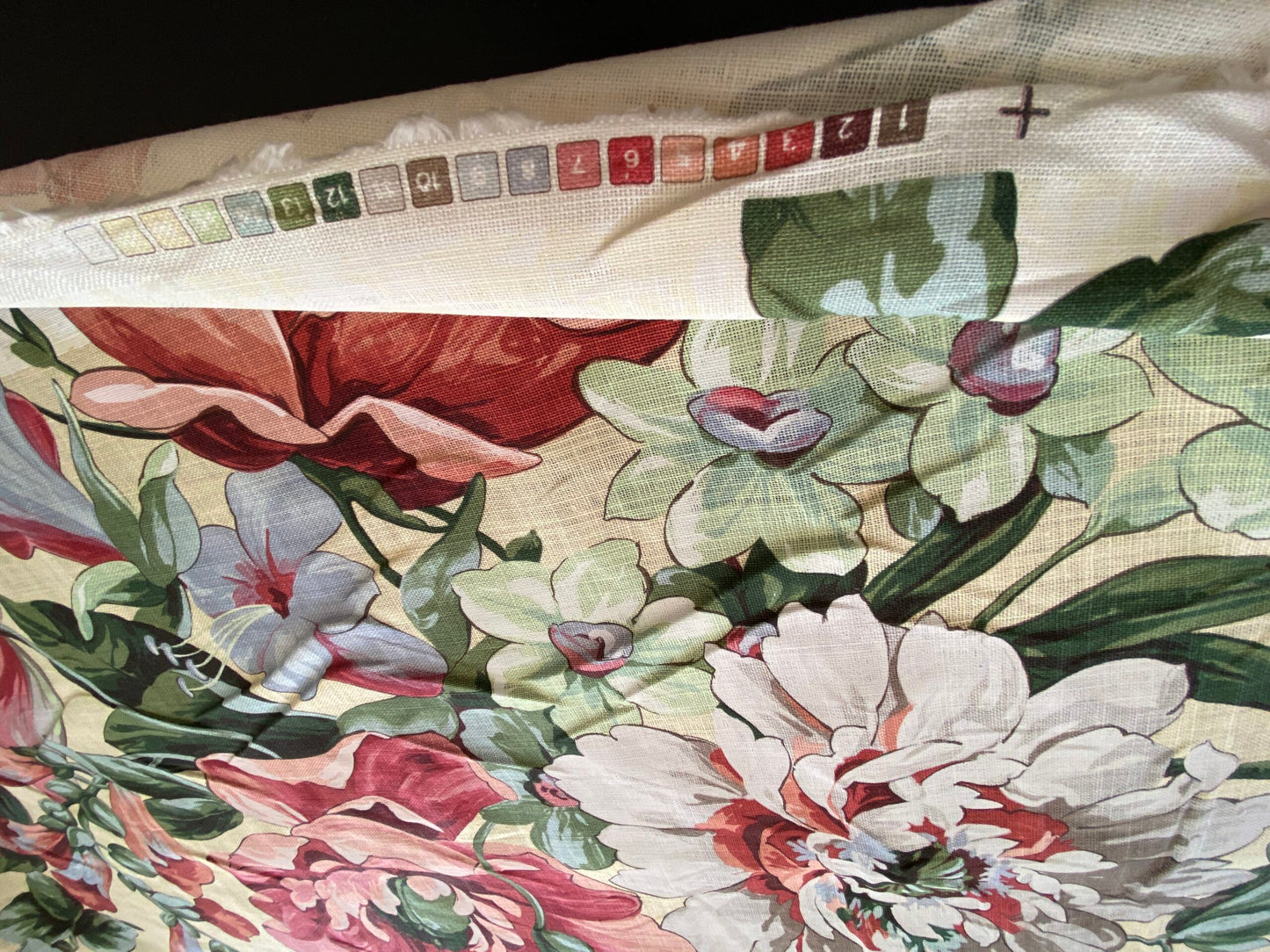 Scalamandre Marisa Large Peony Tulip Daffodil Flower Linen Freesia Cream Bouquet 18 Screens MSRP USD 252/Y