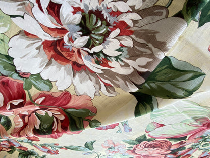 Scalamandre Marisa Large Peony Tulip Daffodil Flower Linen Freesia Cream Bouquet 18 Screens MSRP USD 252/Y