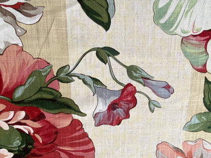 Scalamandre Marisa Large Peony Tulip Daffodil Flower Linen Freesia Cream Bouquet 18 Screens MSRP USD 252/Y