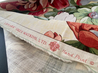 Scalamandre Marisa Large Peony Tulip Daffodil Flower Linen Freesia Cream Bouquet 18 Screens MSRP USD 252/Y