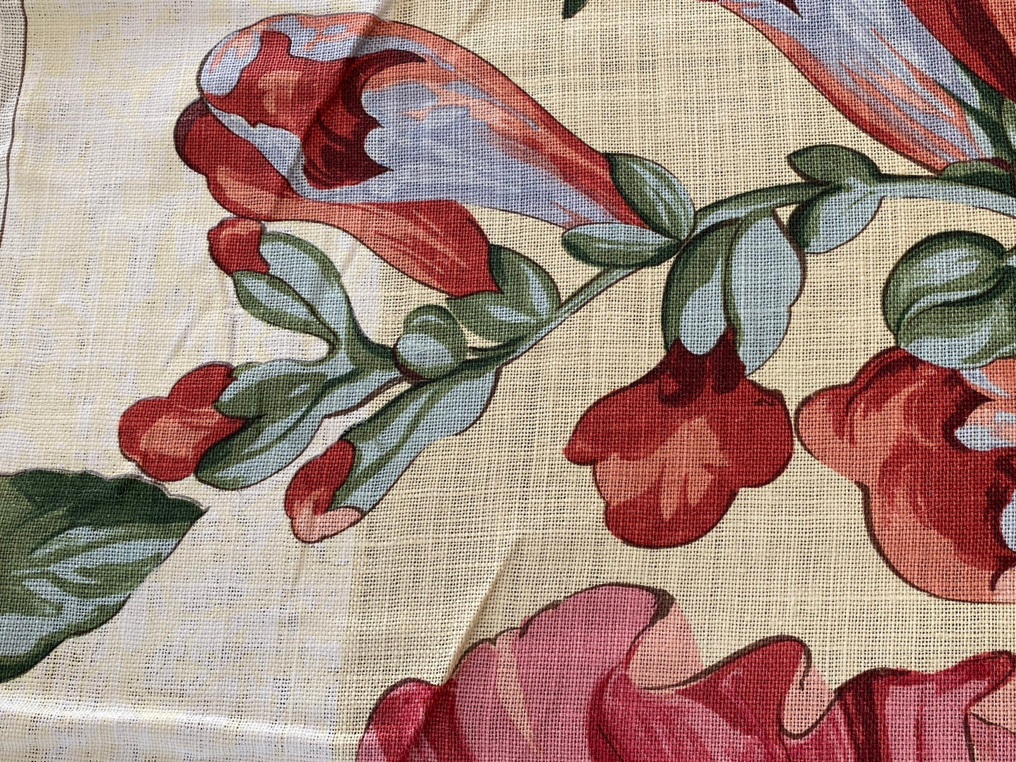 Scalamandre Marisa Large Peony Tulip Daffodil Flower Linen Freesia Cream Bouquet 18 Screens MSRP USD 252/Y