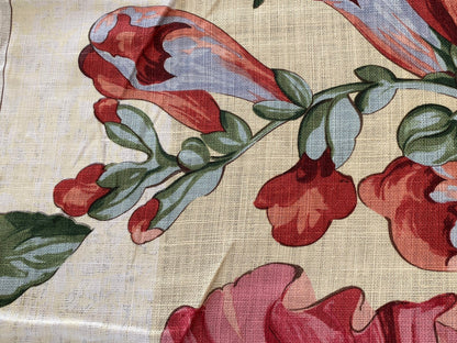 Scalamandre Marisa Large Peony Tulip Daffodil Flower Linen Freesia Cream Bouquet 18 Screens MSRP USD 252/Y