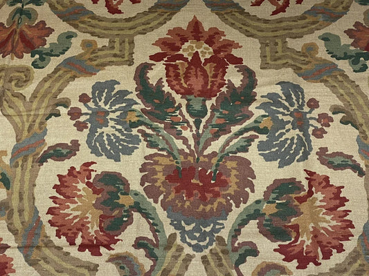 2.75yds Schumacher Jh Thorp Halstead In Sand Linen Print  Fabric MSRP USD 236/yard