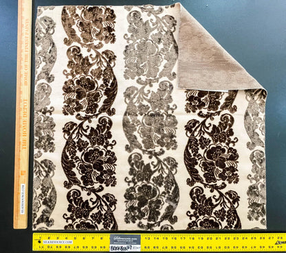 41 Berkbox67 27x 27" Square Scalamandre RIGATO GRAZIELLA ESPRESSO Brown on Beige Cut-Velvet