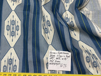 4yds Vervain Esperance Ikat Linen Fabric In Teal Blue 100% Linen MSRP USD 116/Y
