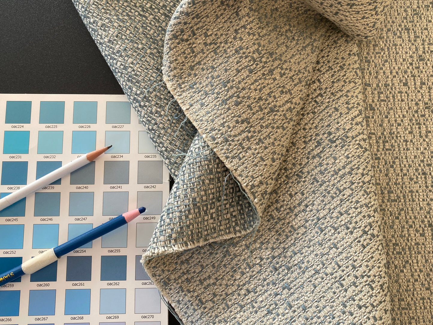 1y Scalamandre Flint Horizon Blue Strie Texture Solid MSRP USD266/y