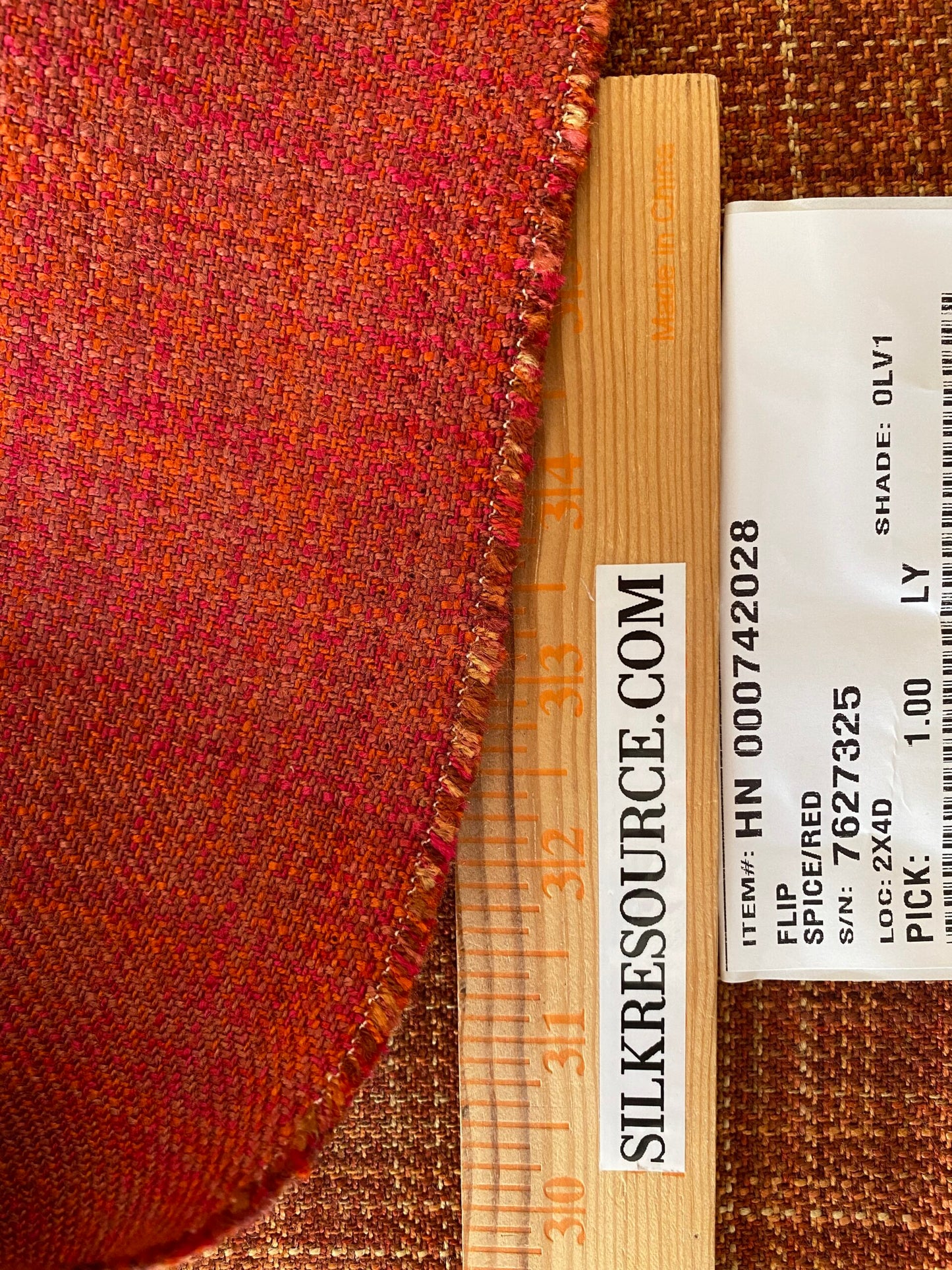 1y Scalamandre Flip Spice Red Strie Texture Solid MSRP USD190/y