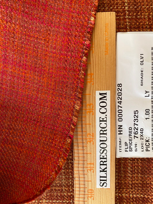 1y Scalamandre Flip Spice Red Strie Texture Solid MSRP USD190/y