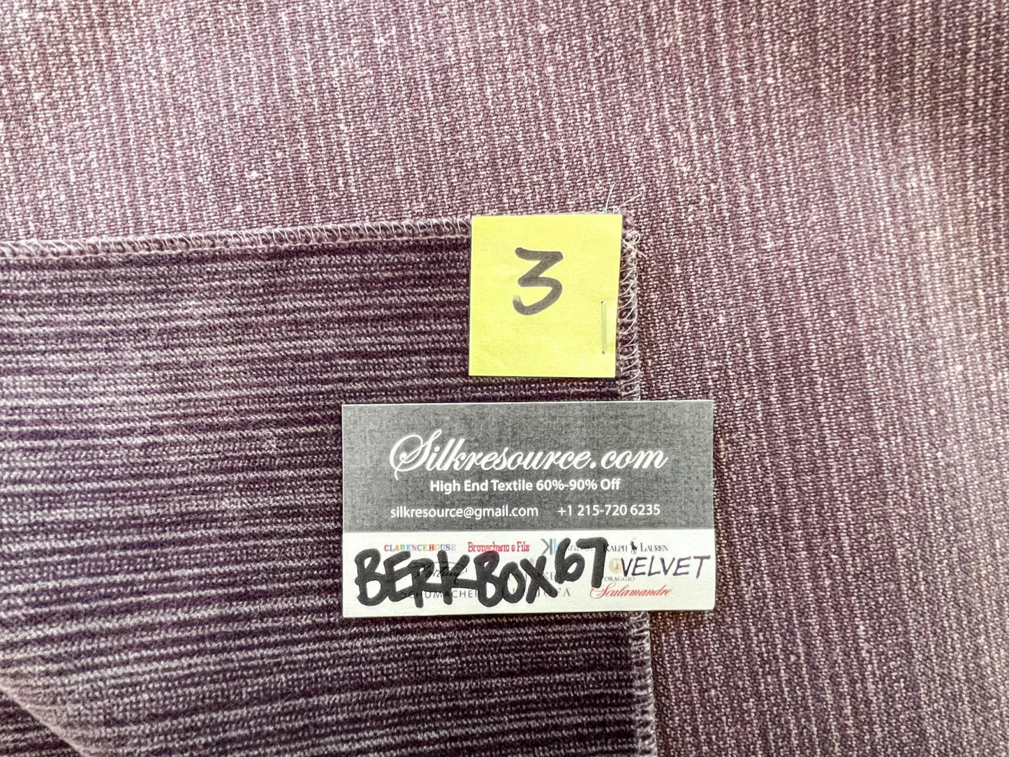 3 Berkbox67 27"x 27" Square Scalamandre NOBEL NIGHT SHADE Deep Purple Plains Texture