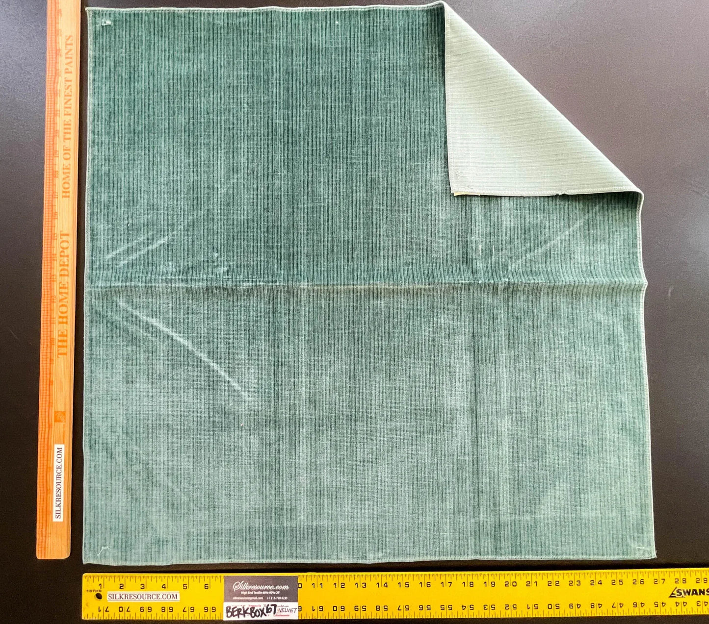 6 Berkbox67 27"x 27" Square Scalamandre NOBEL NORTH ATLANTIC Deep Green Plains Texture