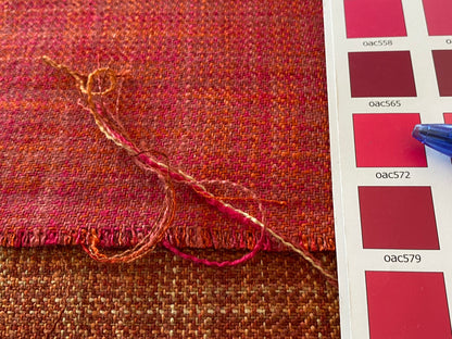 1y Scalamandre Flip Spice Red Strie Texture Solid MSRP USD190/y