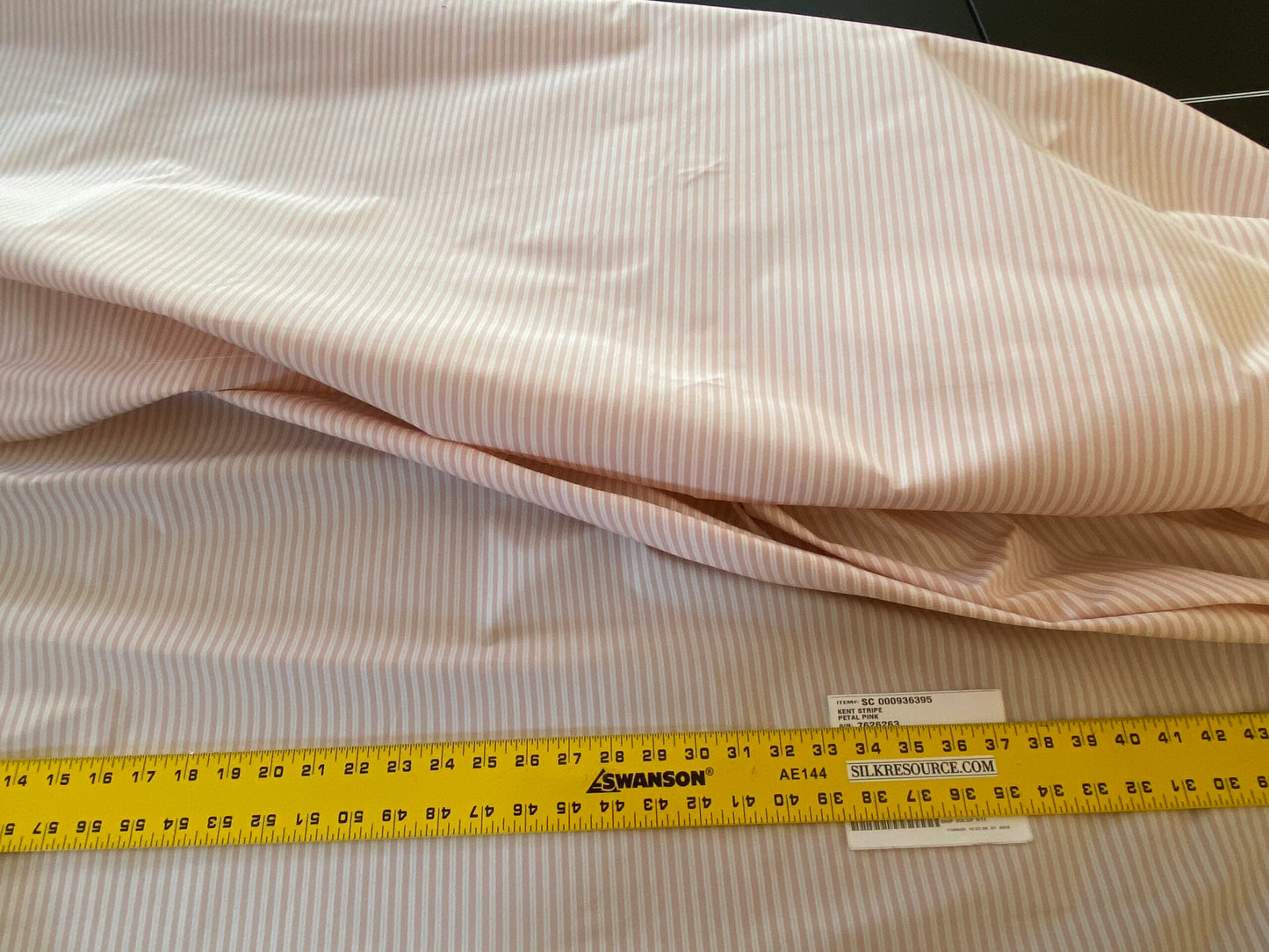 1 yard Scalamandre Kent Stripe Petal Pink White Cotton