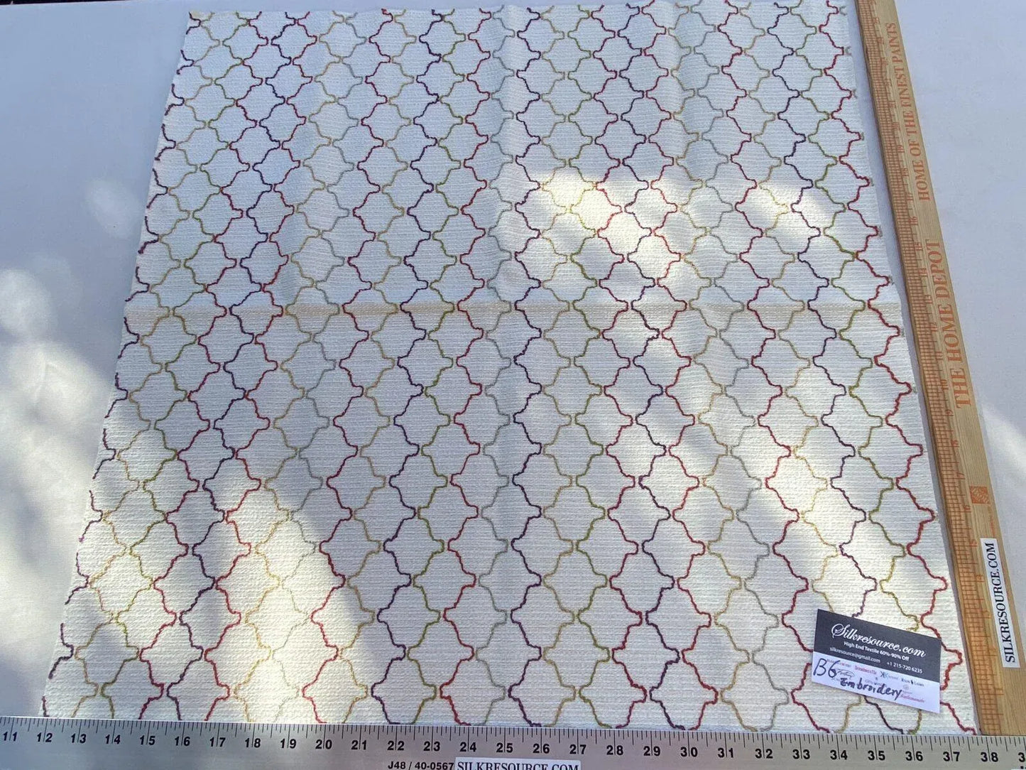 3 Berkbox6 Scalamandre Embroidery Square Red Green Stitches