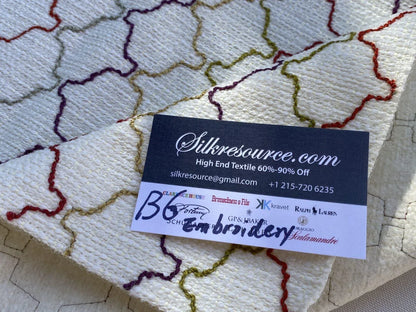 3 Berkbox6 Scalamandre Embroidery Square Red Green Stitches