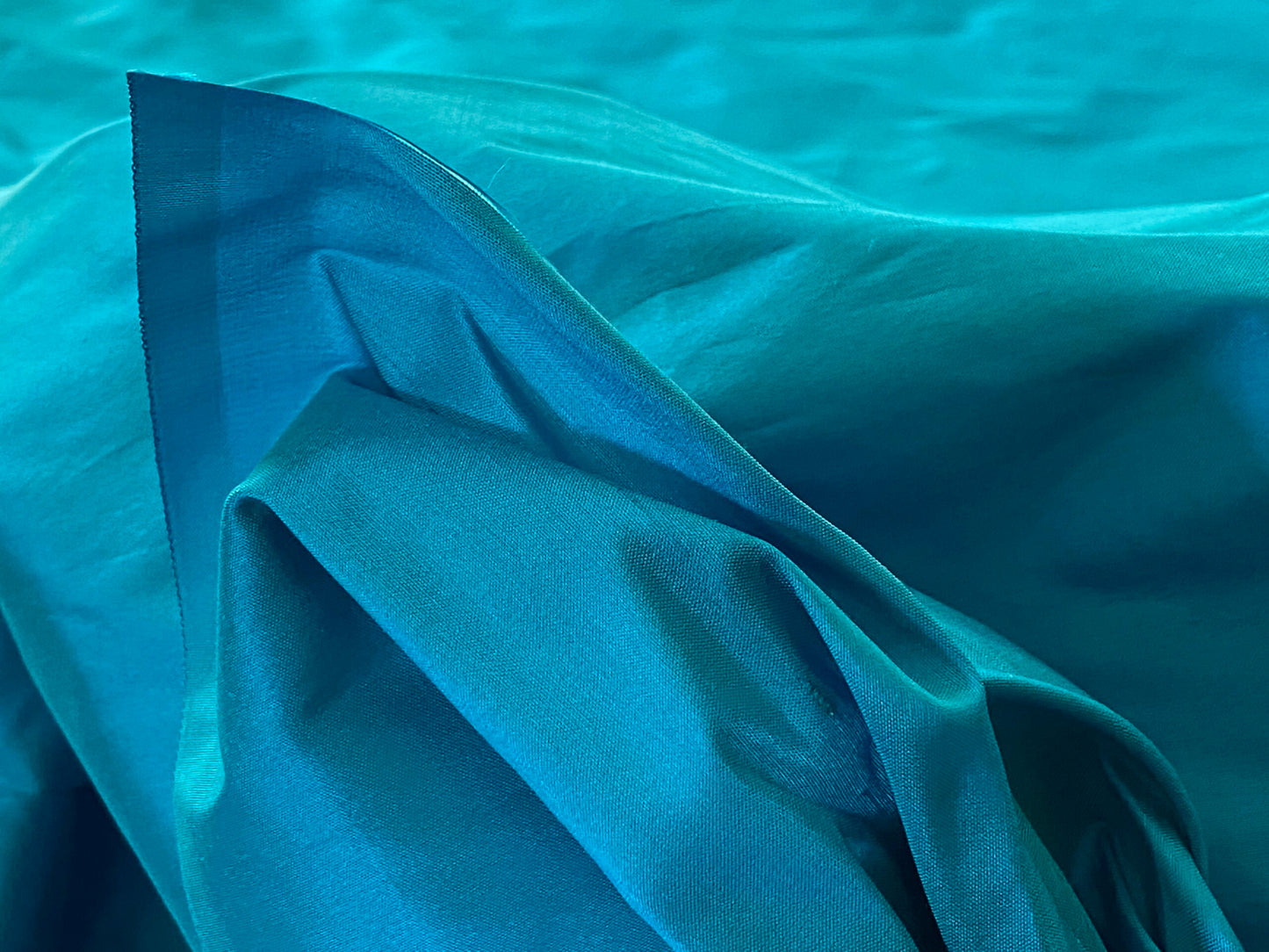 High end Shangri-la 100% Silk Dupionni Peacock Blue Radiance