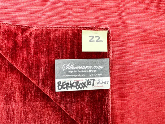 22 Berkbox67 26x 26" Square Scalamandre Velvet Deep Red Plains Texture