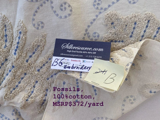 6b Berkbox6 Scalamandre Embroidery Square Fossils Blue MSRP USD 372/Y