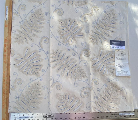 6c Berkbox6 Scalamandre Embroidery Square Fossils Blue MSRP USD 372/Y