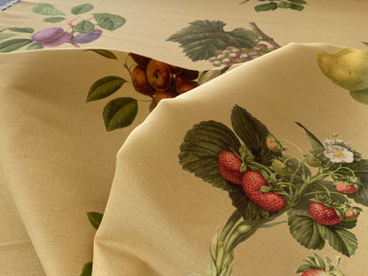 By Vertical Repeat 40 Inches Scalamandre Les Fruits Multi on Maize Grape Strawberry Cherry Plum Pear Blue MSRP USD 220/Y