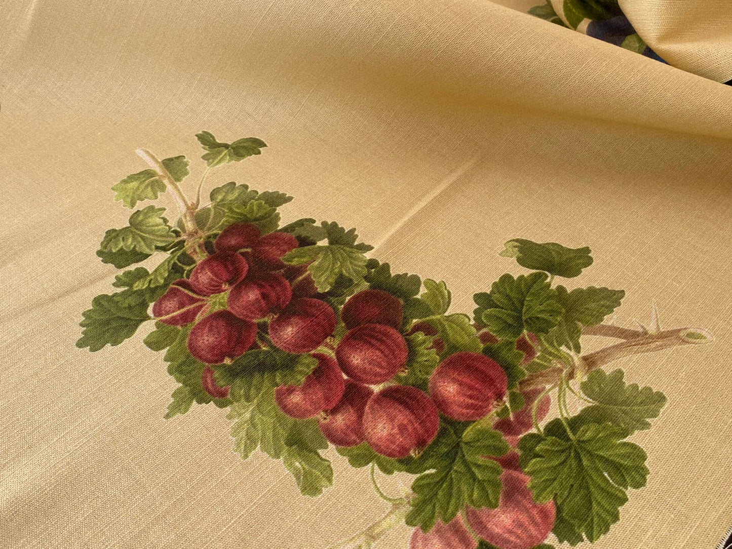 By Vertical Repeat 40 Inches Scalamandre Les Fruits Multi on Maize Grape Strawberry Cherry Plum Pear Blue MSRP USD 220/Y