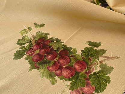 By Vertical Repeat 40 Inches Scalamandre Les Fruits Multi on Maize Grape Strawberry Cherry Plum Pear Blue MSRP USD 220/Y