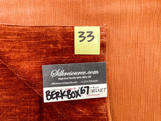 33 Berkbox67 27x 27" Square Scalamandre Velvet Orange Plains Texture