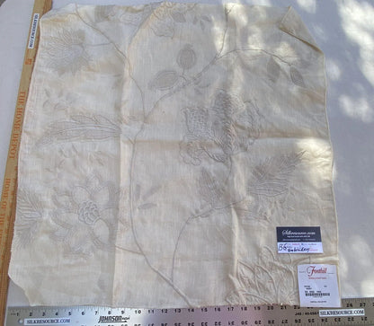 8 Berkbox6 Scalamandre Embroidery Square Patna White Peony Floral MSRP USD 300+/Y